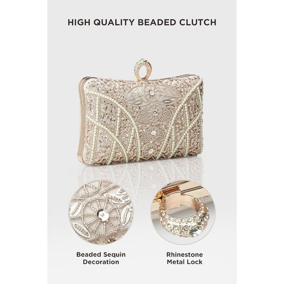 BABEYOND Evening Clutch for Women Vintage 1920s Beaded Sequin Gatsby Purse - Picture 2 of 7